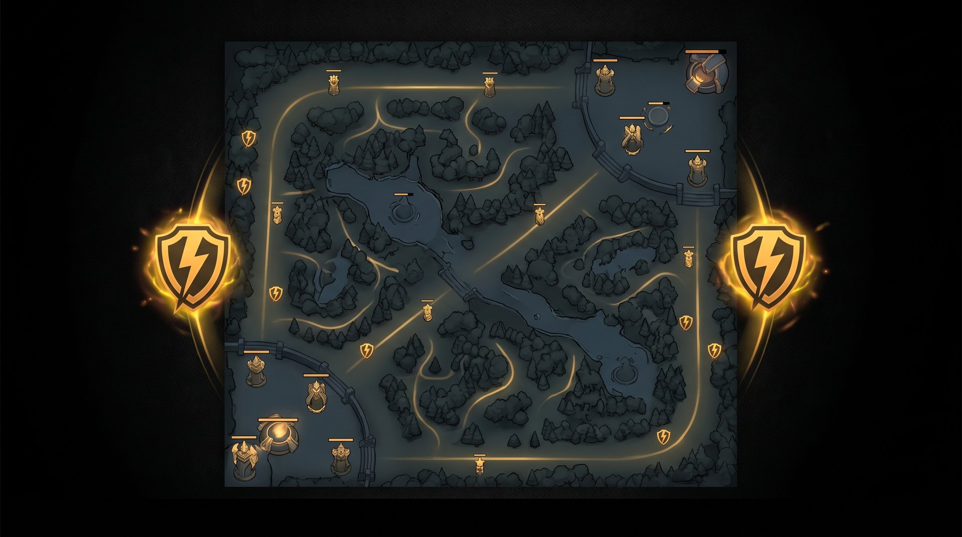 Dota 2 map showing Wisdom Shrine locations between Tier 1 and Tier 2 towers on both sides