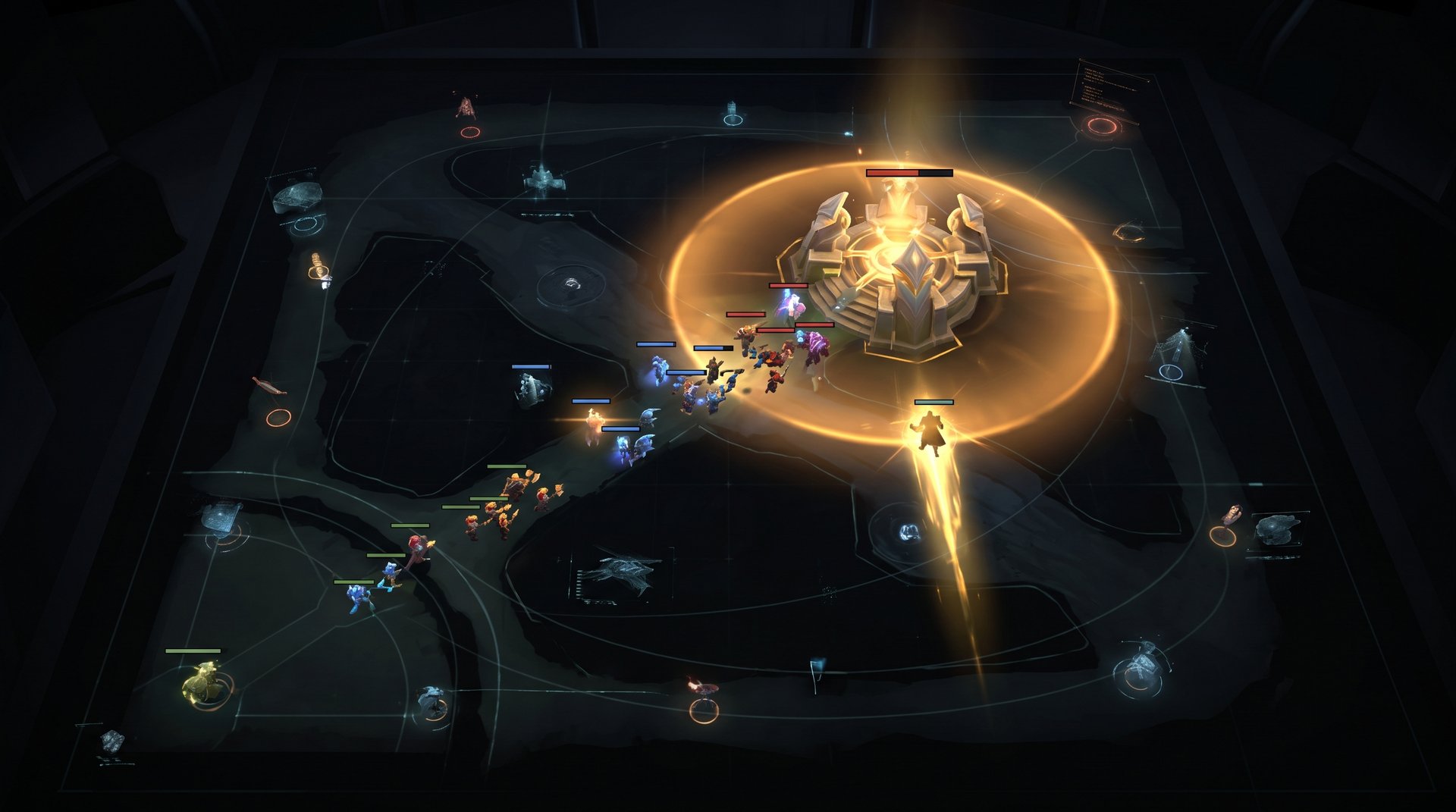Dota 2 team defending base with buyback macro strategy and map control