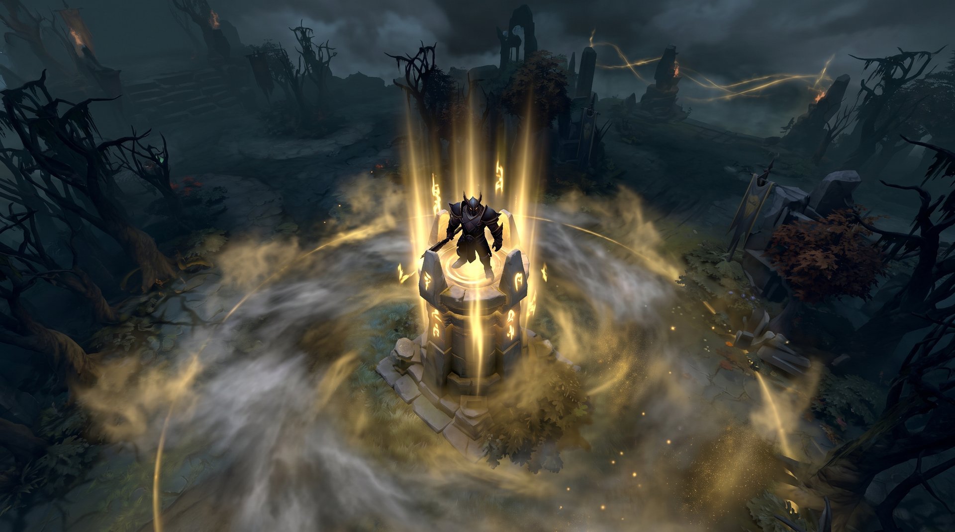 Hero capturing an outpost in Dota 2 for map control
