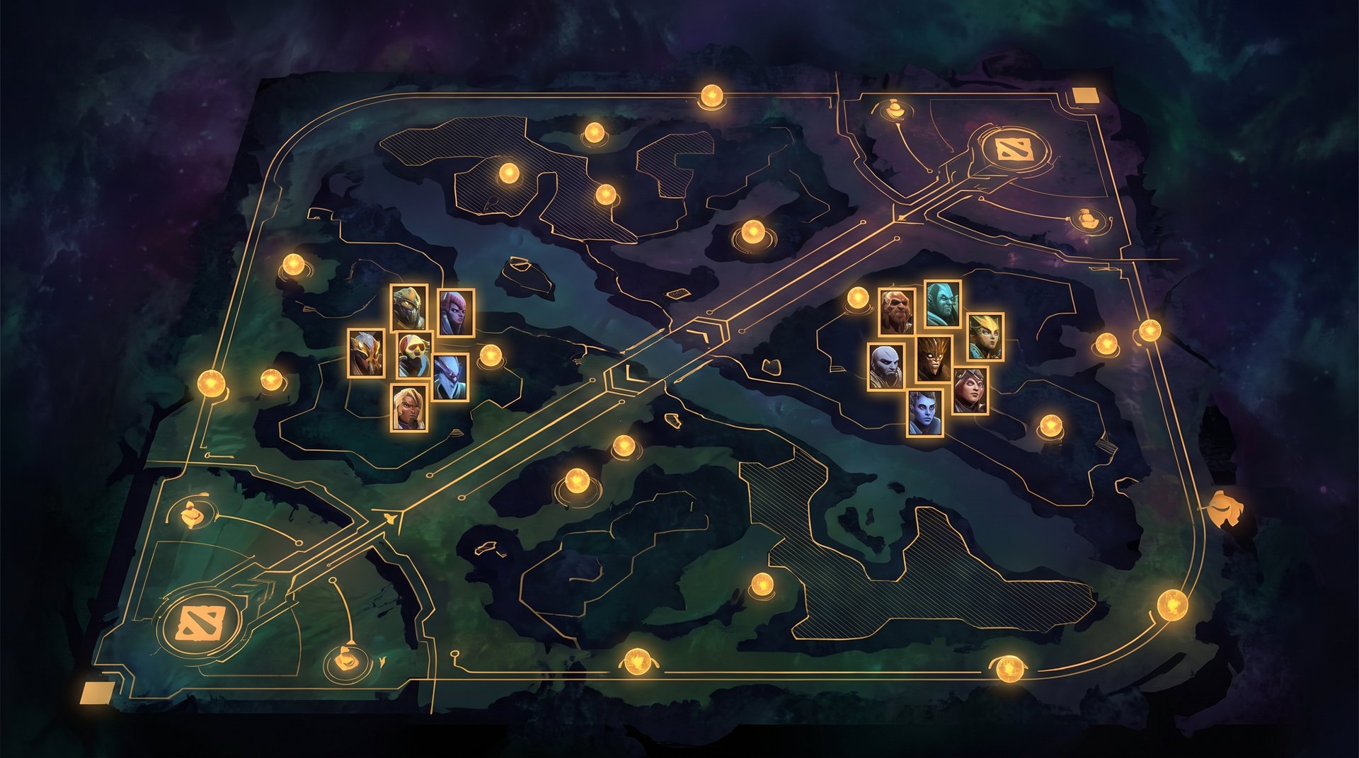 Dota 2 strategic gold advantage map overview for timing fights