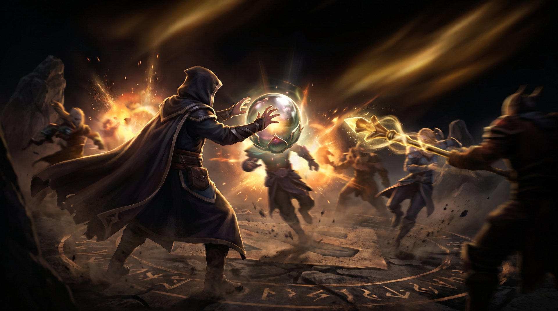 Dota 2 support hero using lotus orb and force staff in teamfight -- core support item usage
