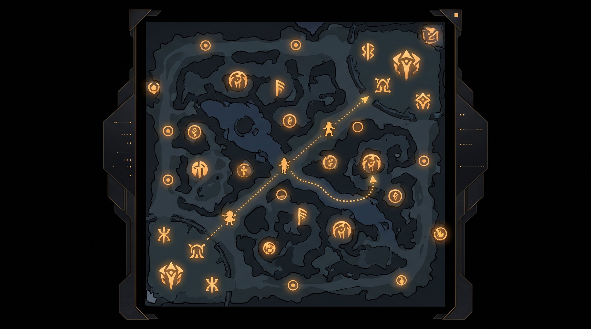 Dota 2 jungle routing map showing optimal paths between lane and jungle camps