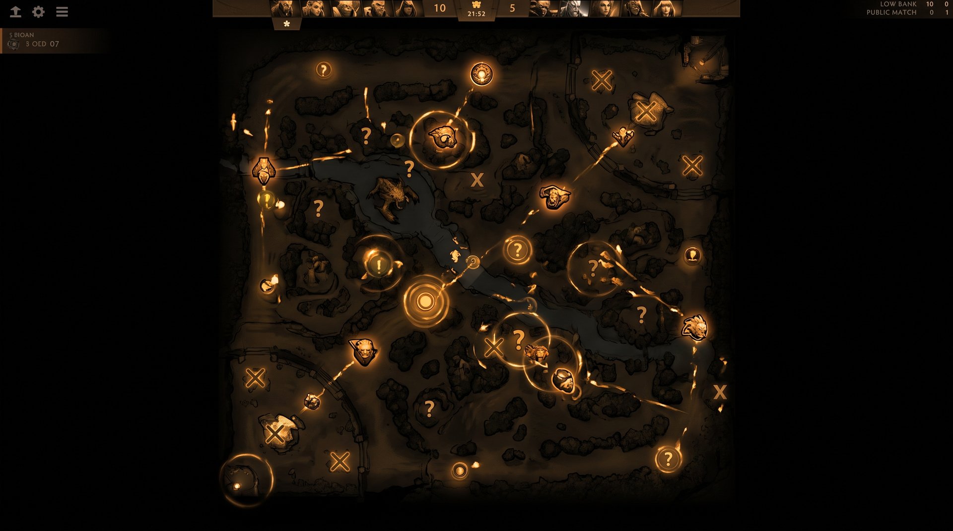 Dota 2 Herald match chaos minimap dark tactical view