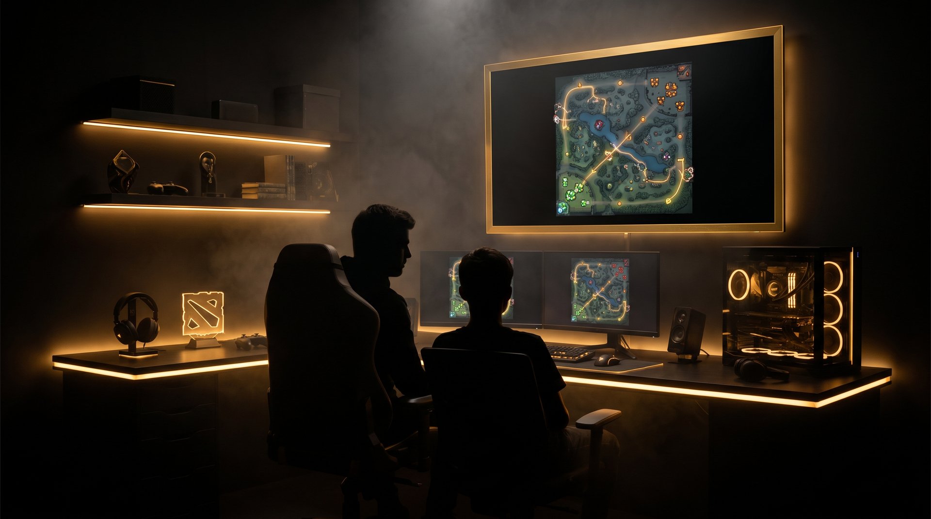 Dota 2 immortal coaching session -- coach and student reviewing replay analysis