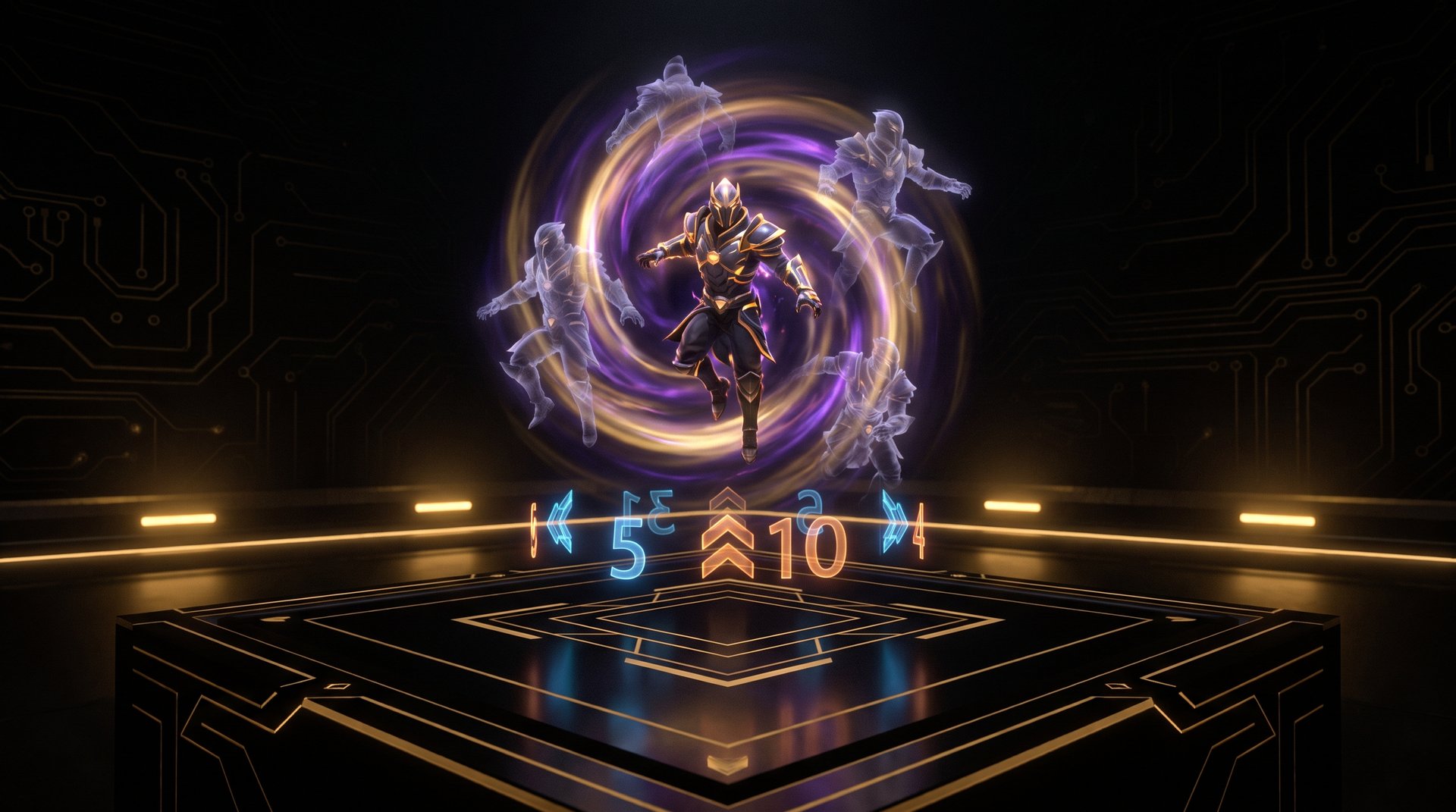 Dota 2 hero executing spell combo drill in demo mode practice arena with gold UI elements