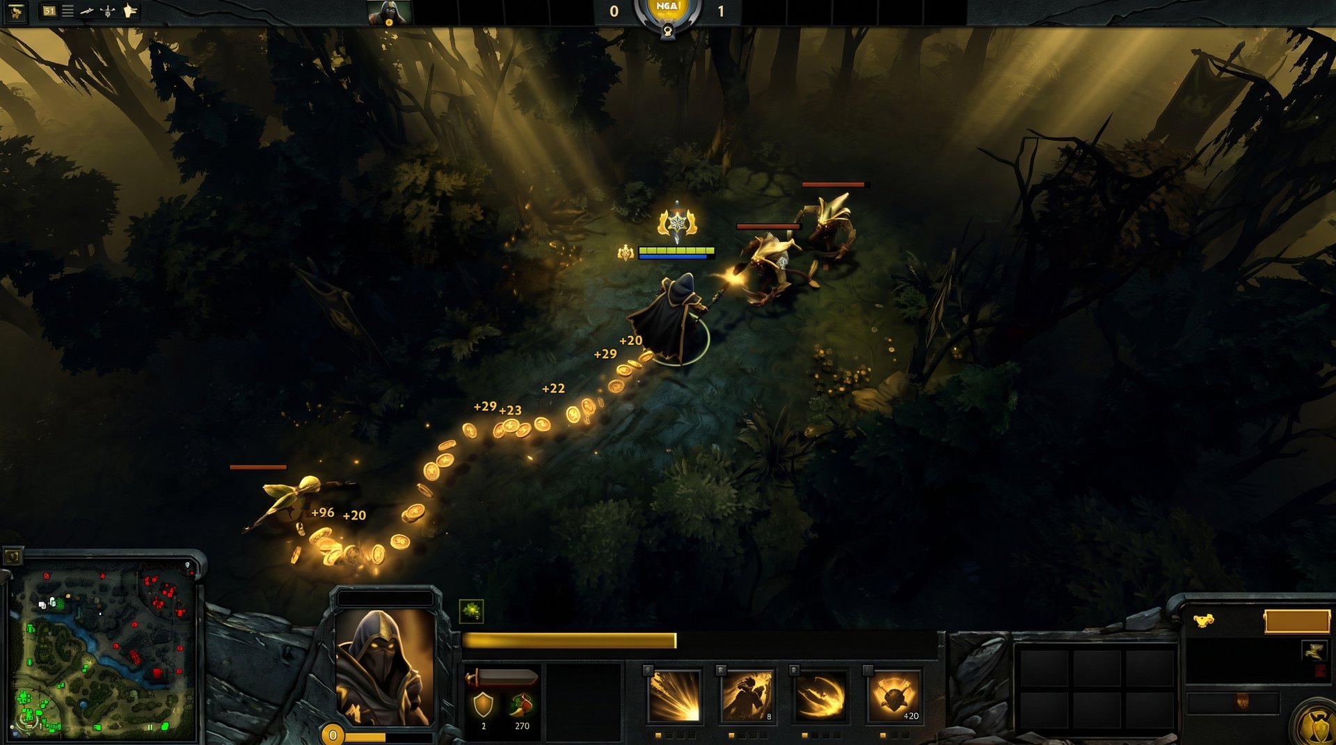 Dota 2 hero farming creeps efficiently to break the Archon rank plateau