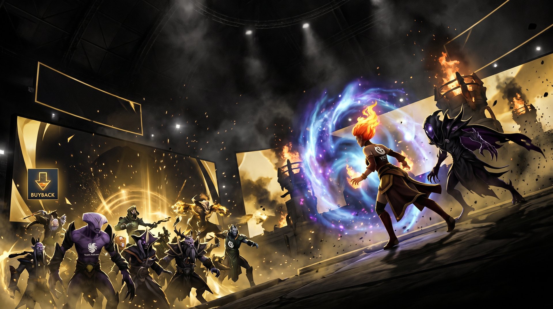 Lina and Spectre leading Vici Gaming high ground pressure against Team Falcons