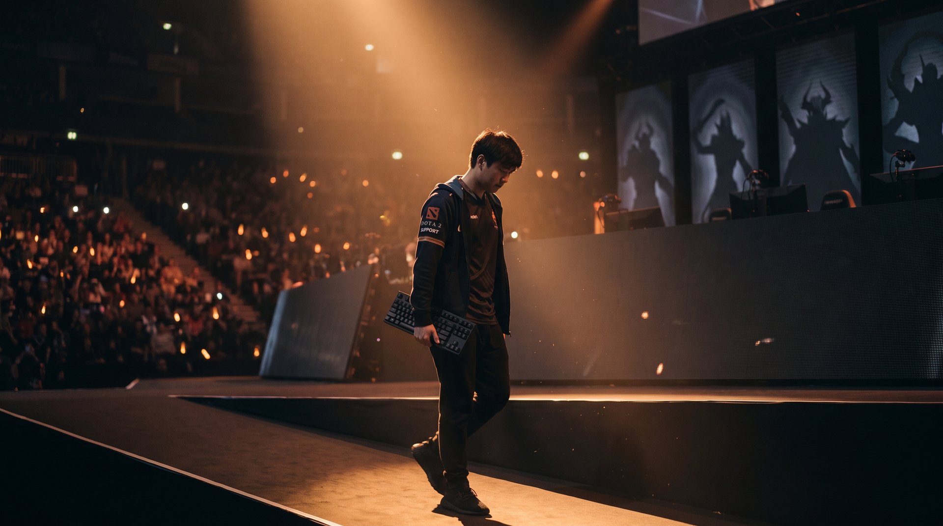 Veteran Dota 2 support player leaving the TI stage after elimination