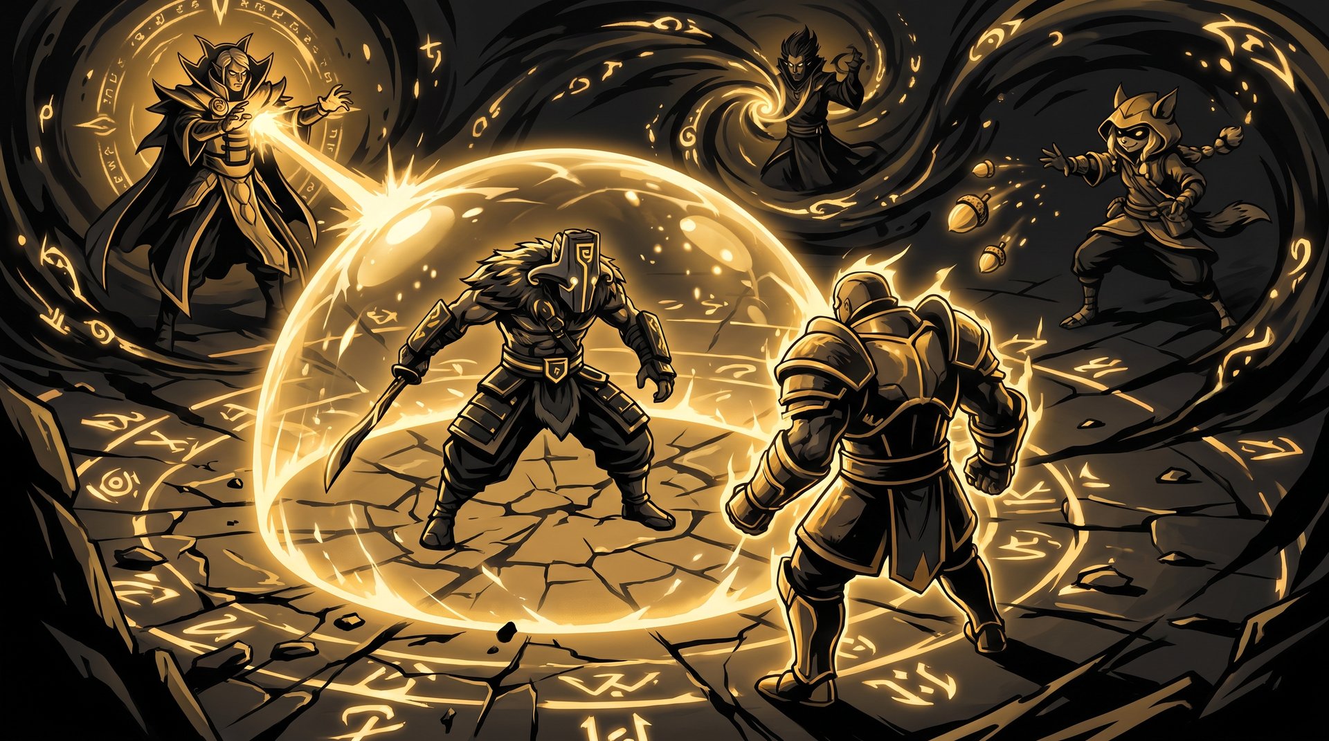 Late-game fight illustration showing a Lotus Orb punish against Juggernaut