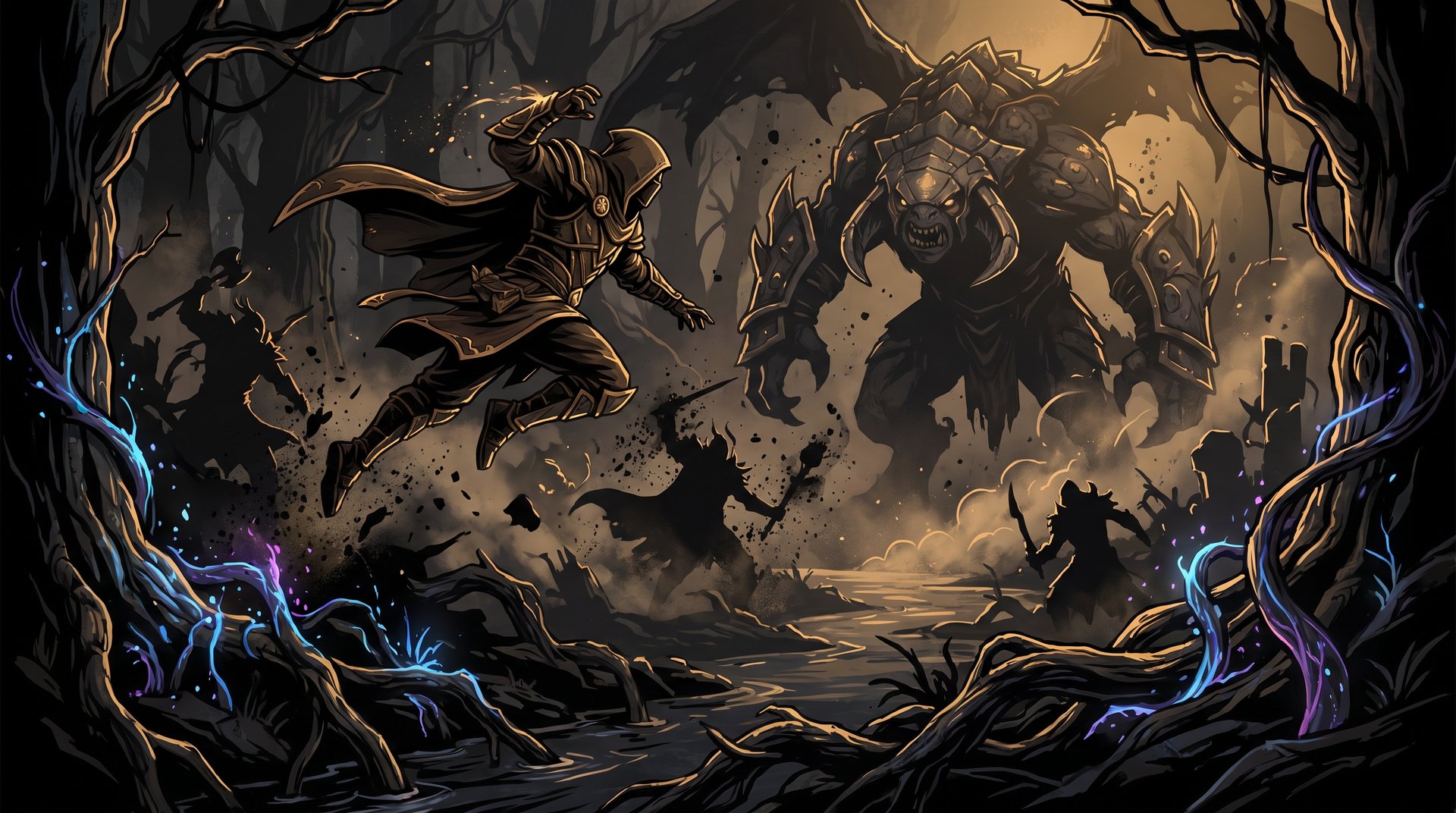 TI 2026 group stage map control art inspired by Earth Spirit and Treant Protector pressure around Roshan