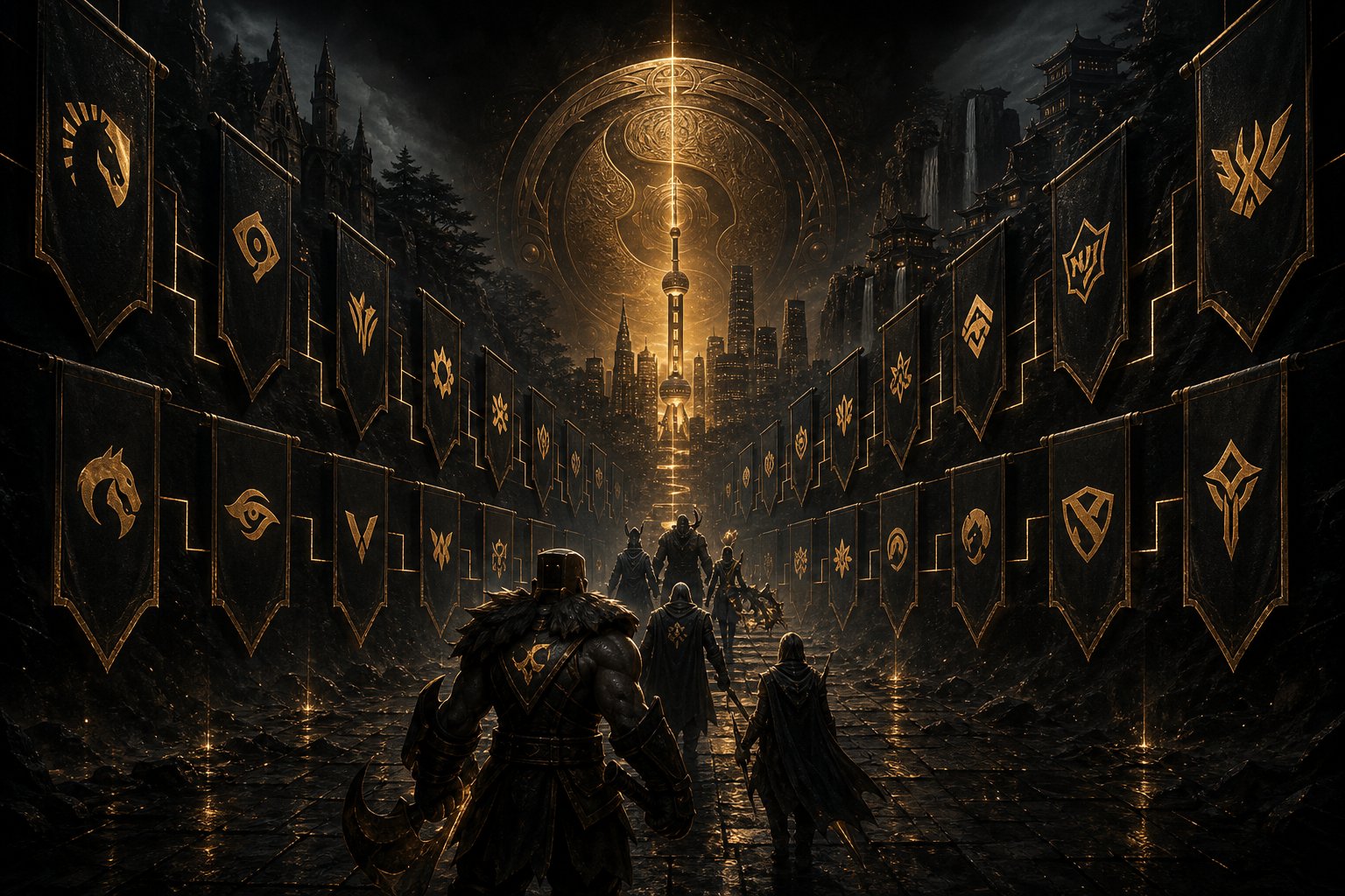 TI 2026 qualifier gauntlet illustration showing teams pushing through a brutal path to Shanghai