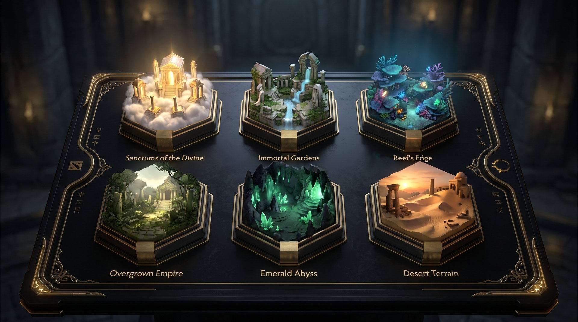 TI 2026 Terrain Token options inspired by six classic Dota 2 terrains