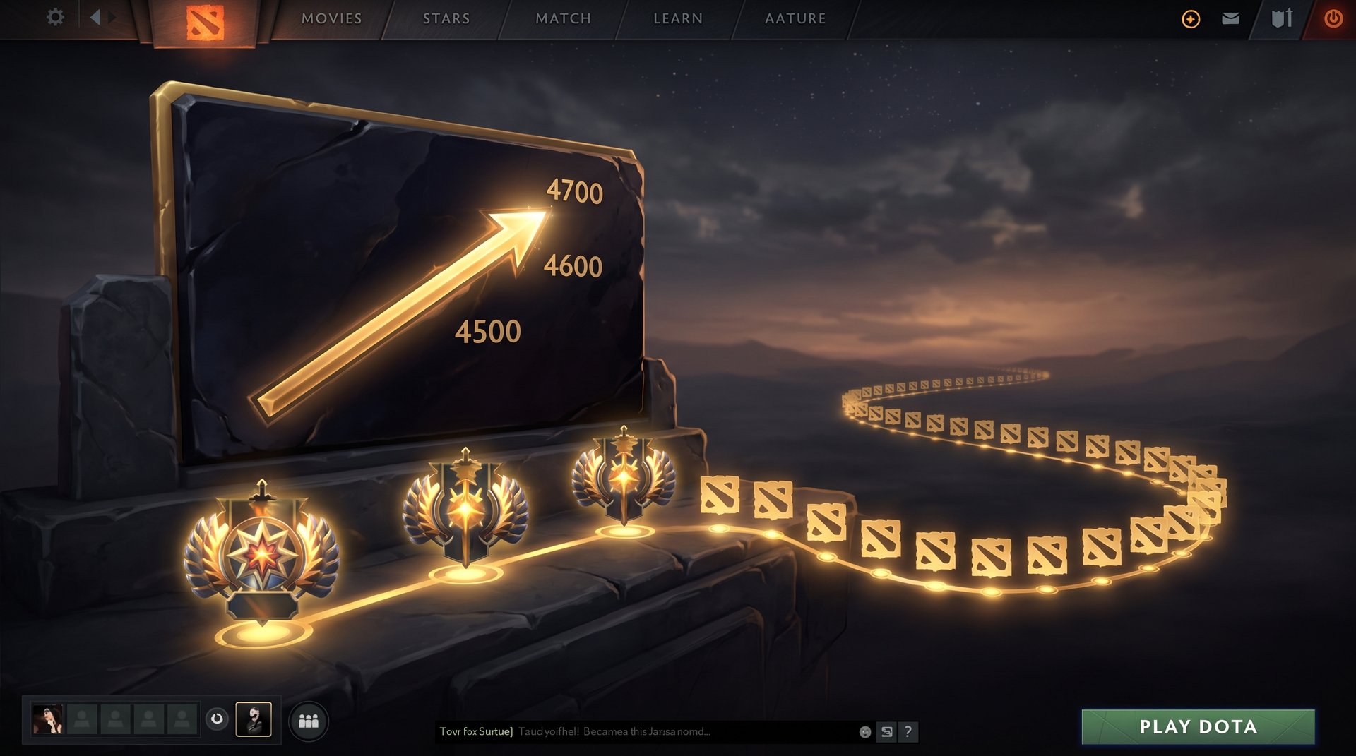 Dota 2 MMR calibration progress in new account first 100 games