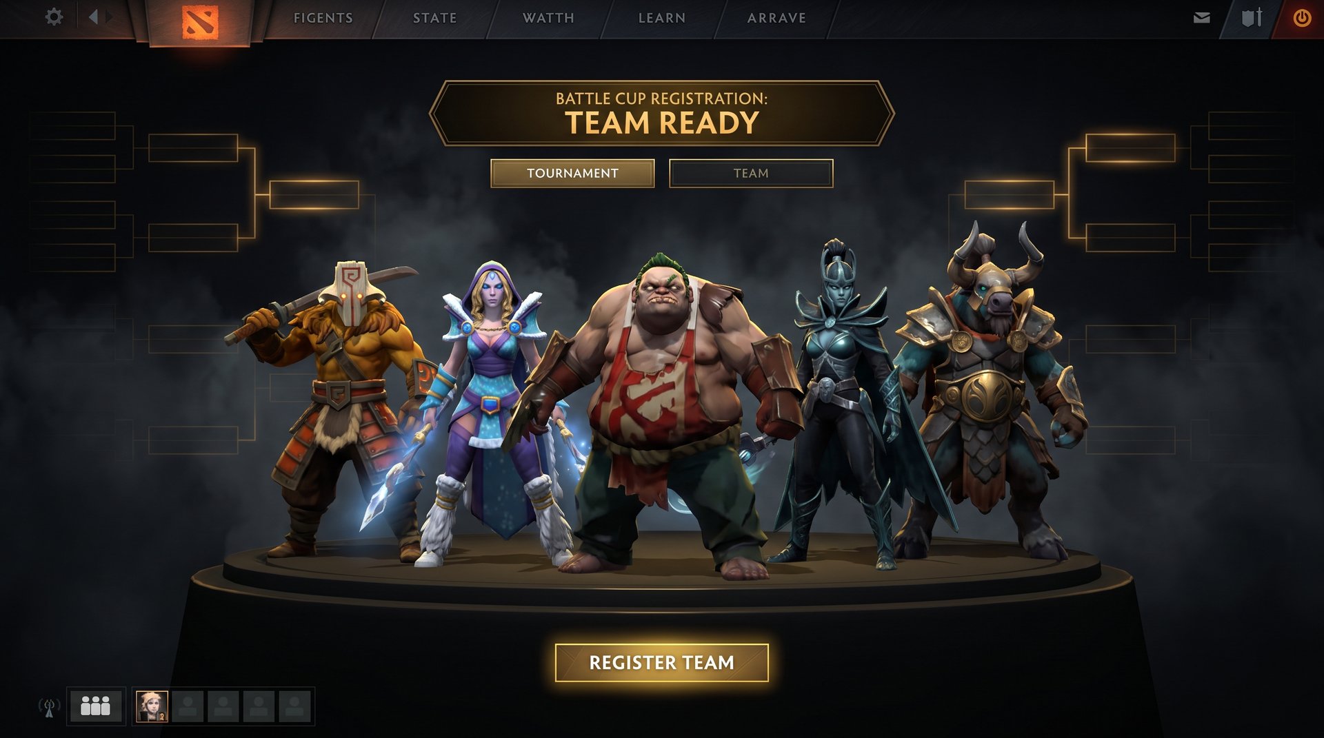 How to join Dota 2 Battle Cup -- team registration with 5 heroes squad formation