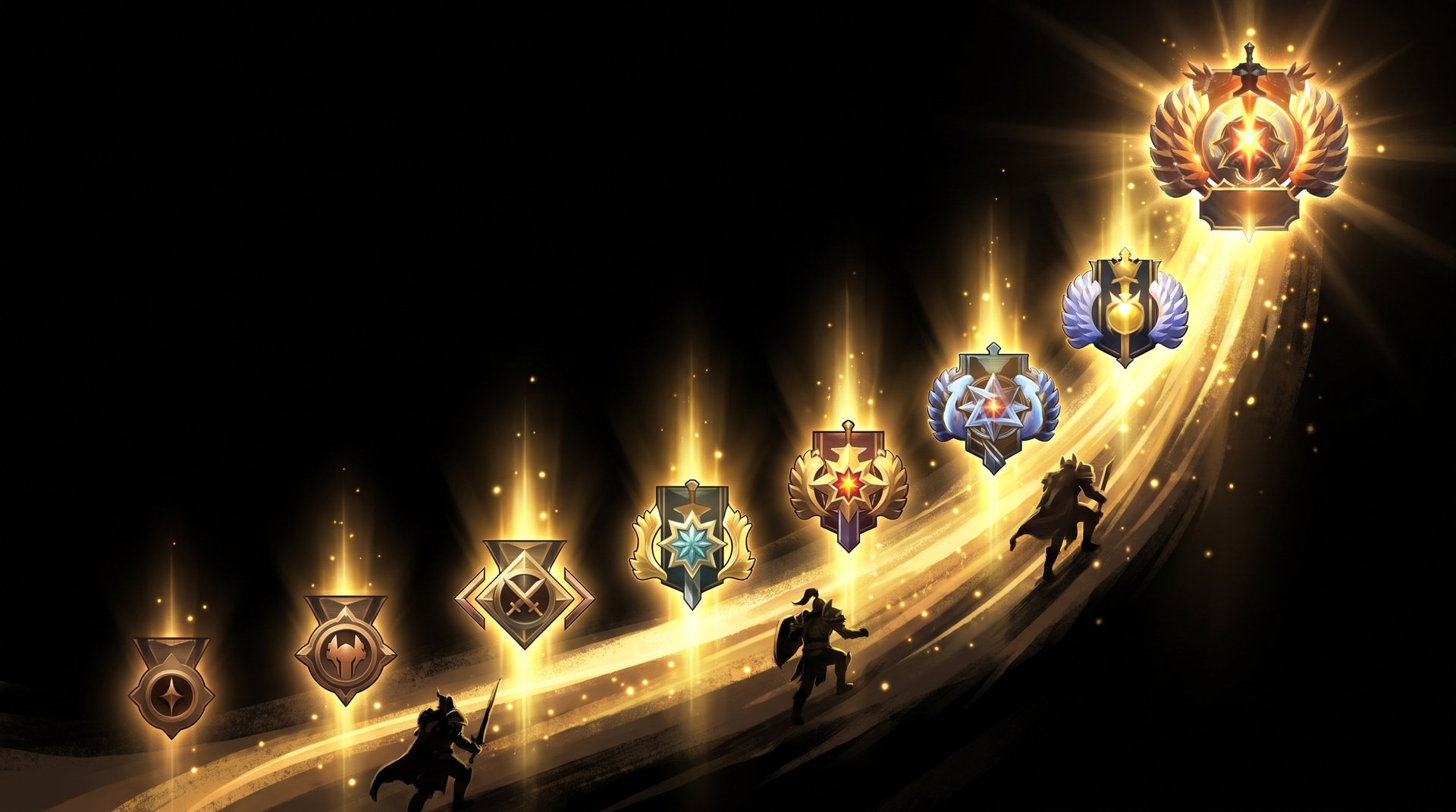 Dota 2 rank medal progression from Herald to Immortal after MMR boost