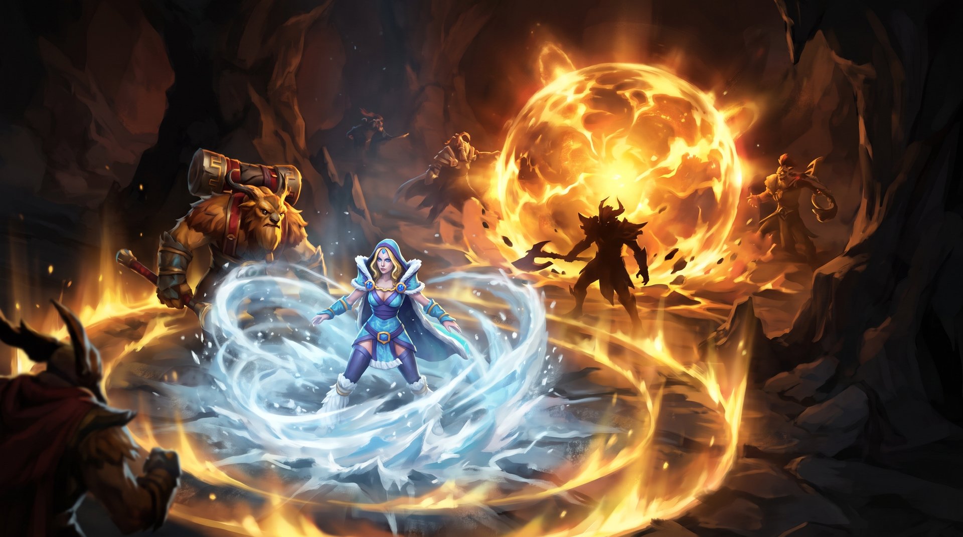 A-tier Dota 2 teamfight ultimates -- Crystal Maiden Freezing Field, Earthshaker Echo Slam, Phoenix Supernova