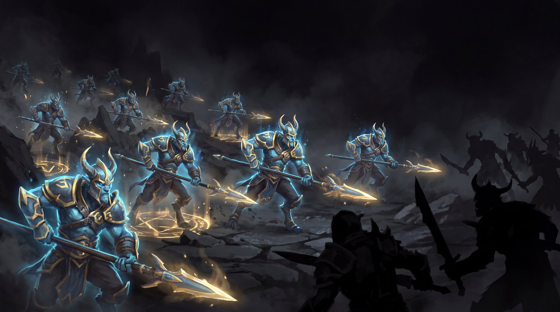 Best illusion heroes in Dota 2 -- Phantom Lancer army charging in dark gaming style