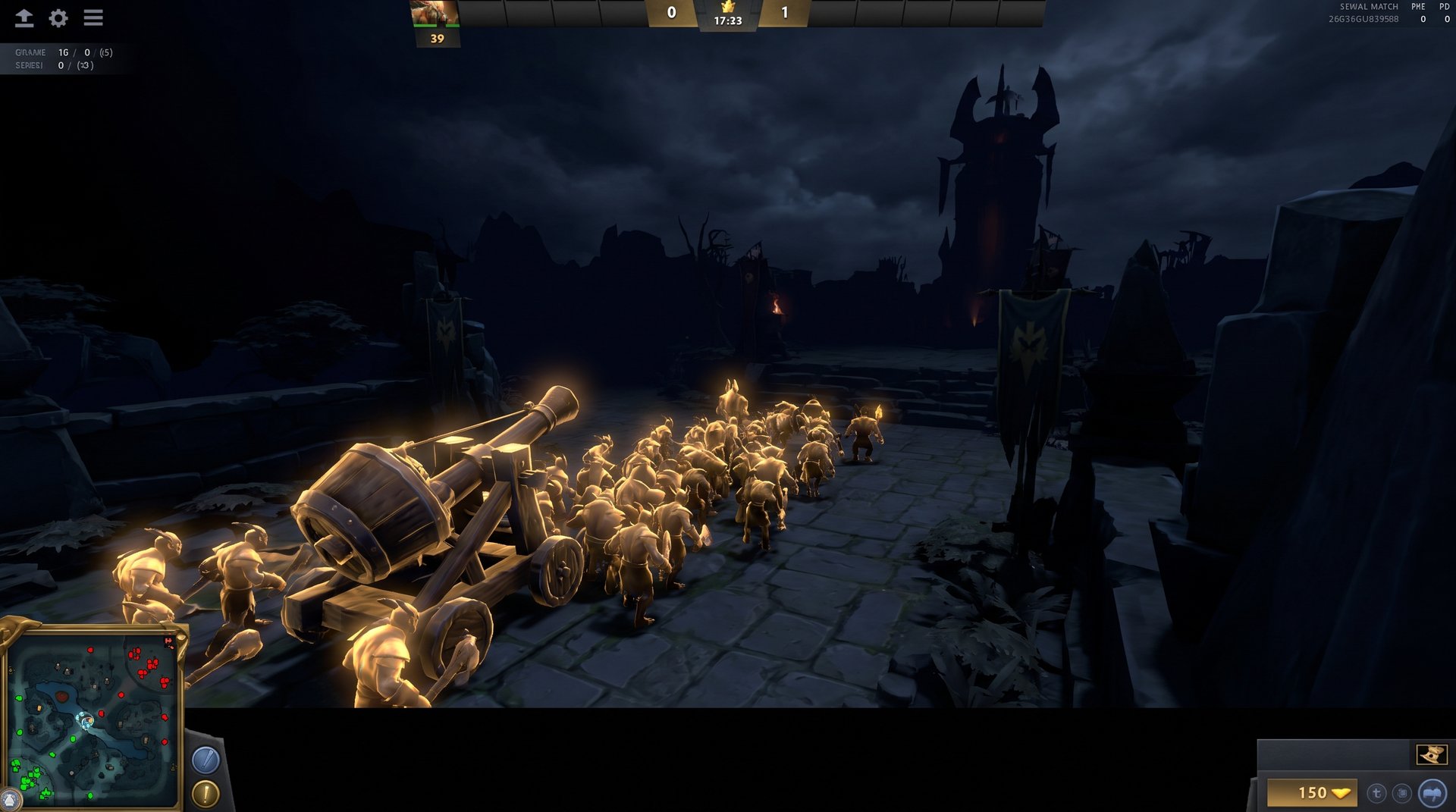 Dota 2 slow push strategy with dense creep wave advancing toward enemy tower