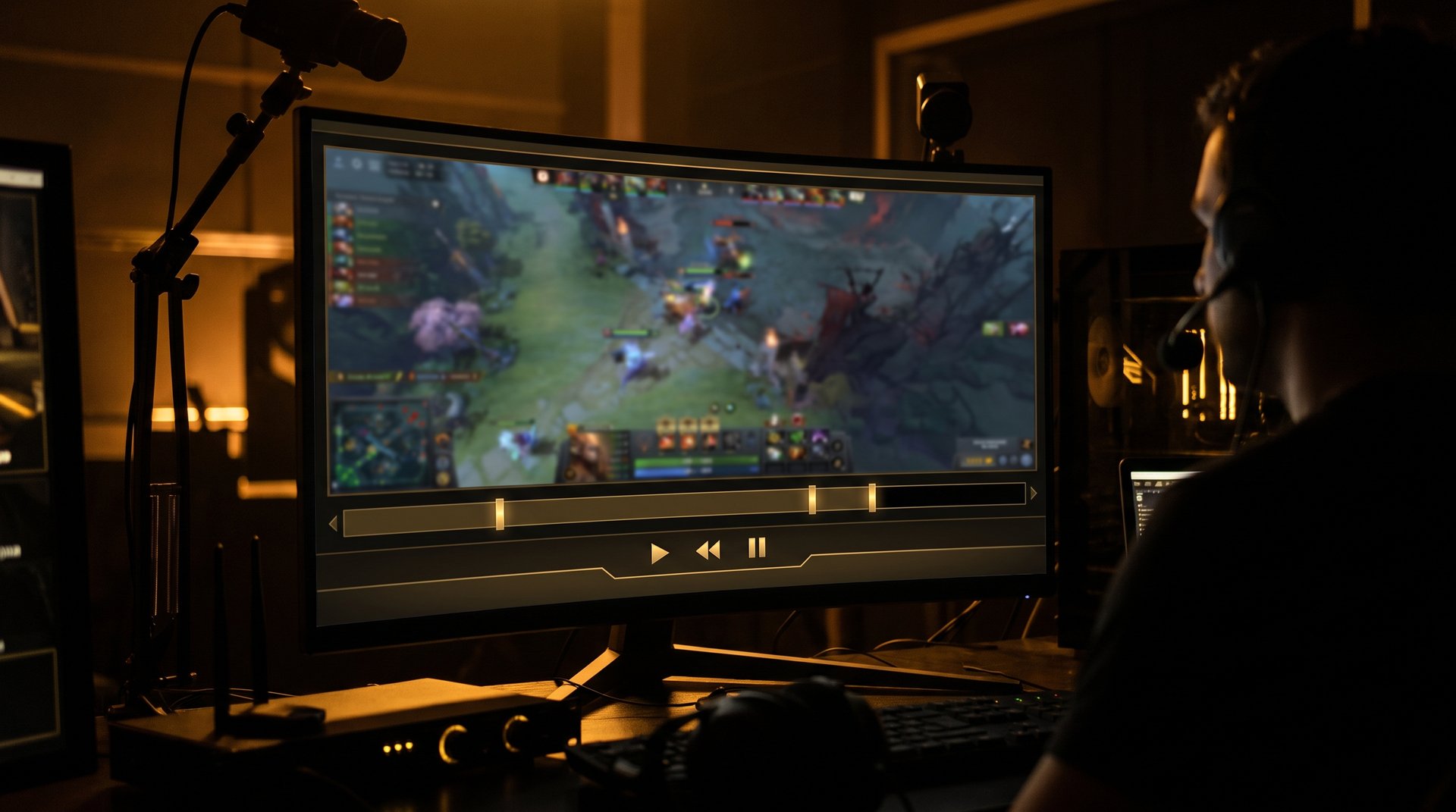 Dota 2 DVR rewind and replay controls for spectating TI games