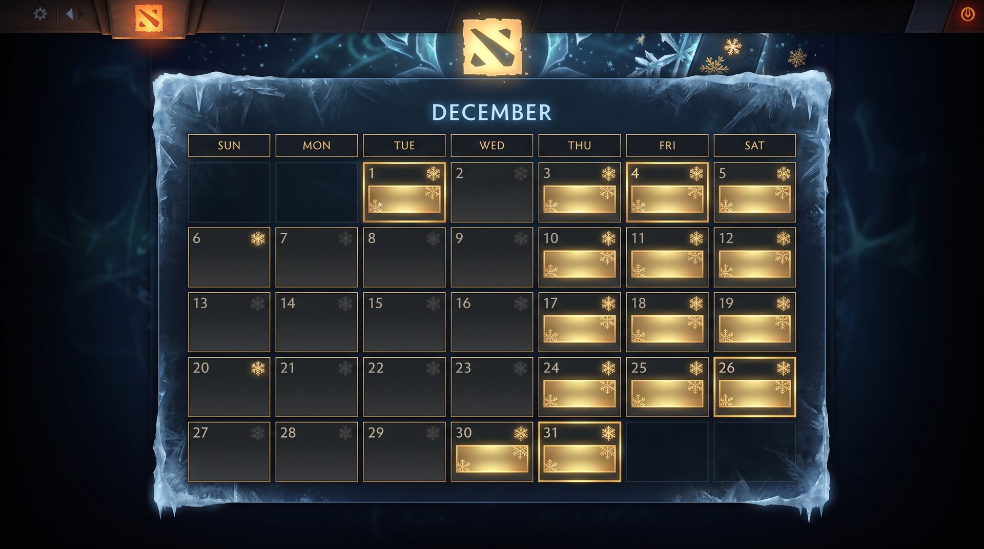 Dota 2 Frostivus historical start dates calendar tracker