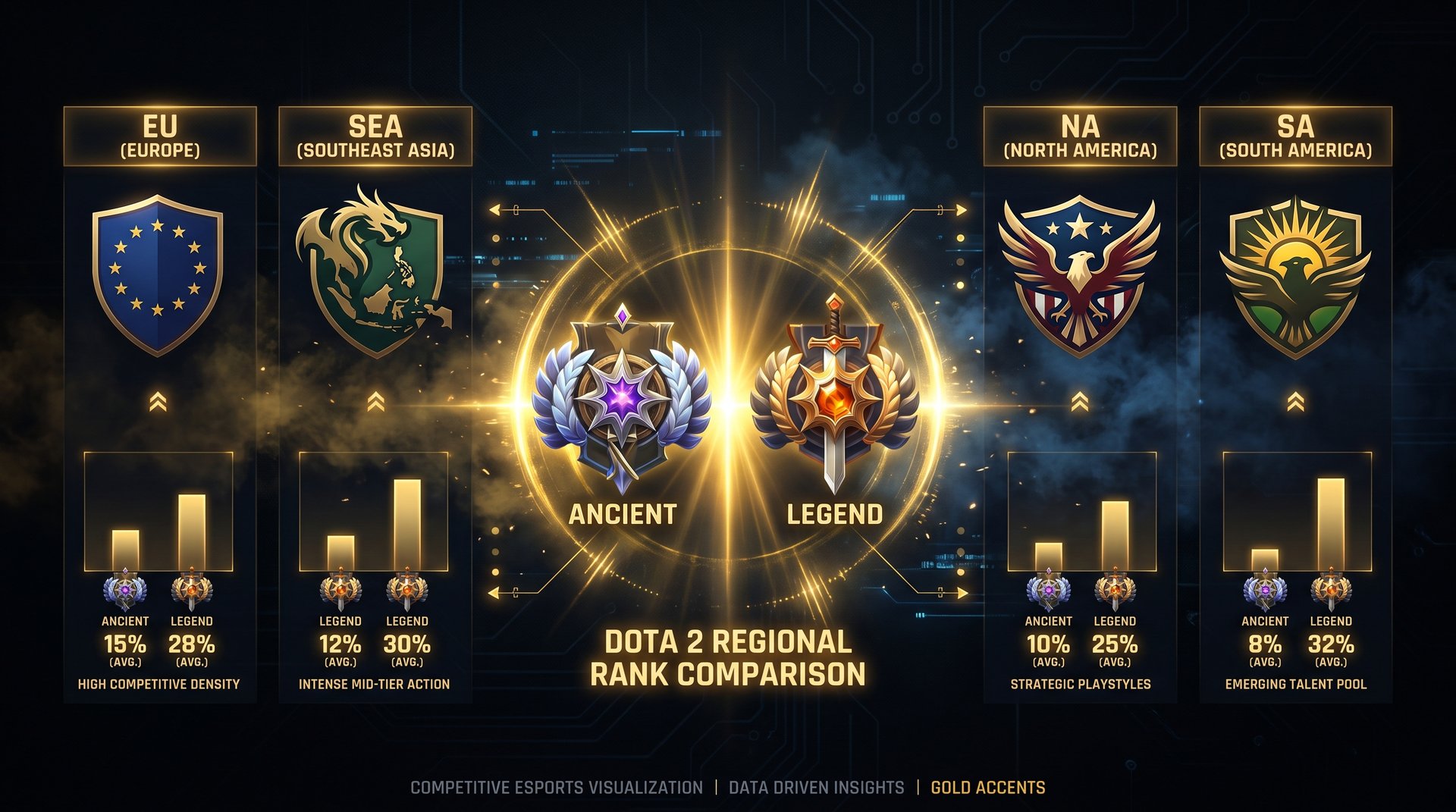 Dota 2 rank medals in different regions -- what Ancient and Legend mean in EU vs SEA vs NA