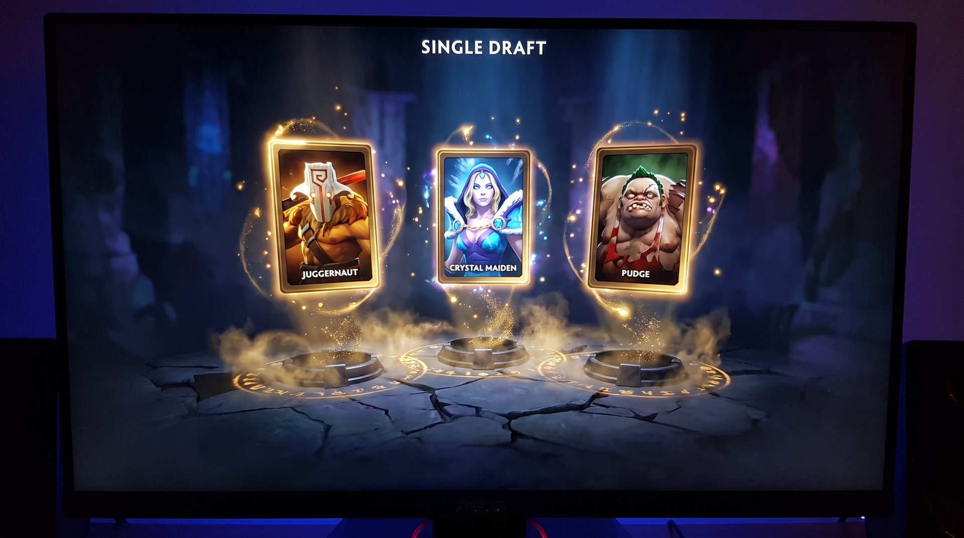 Three random hero cards in Dota 2 single draft low priority
