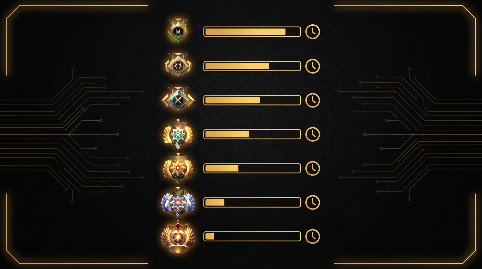 Dota 2 rank medal tiers from Herald to Immortal showing queue time differences by bracket