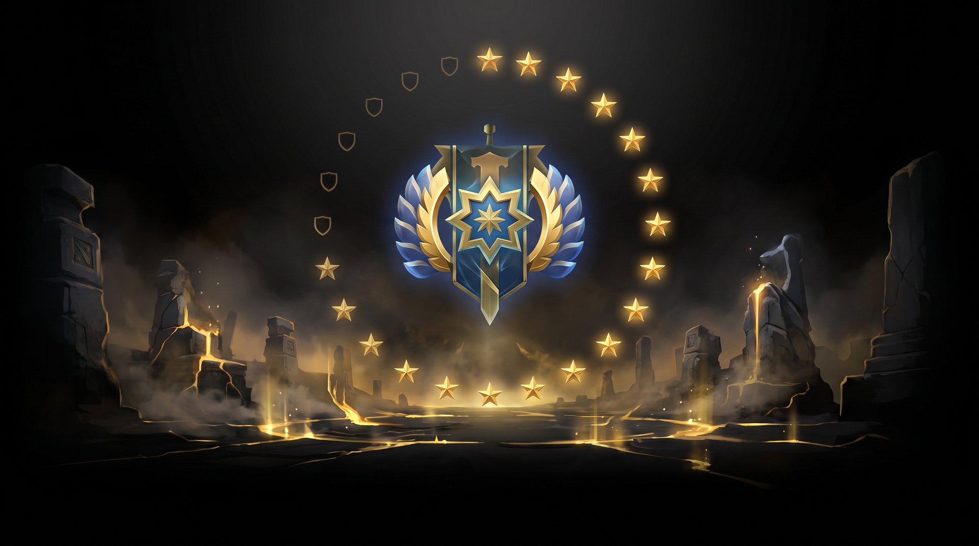 Dota 2 Archon medal rank badge with gaming dark background