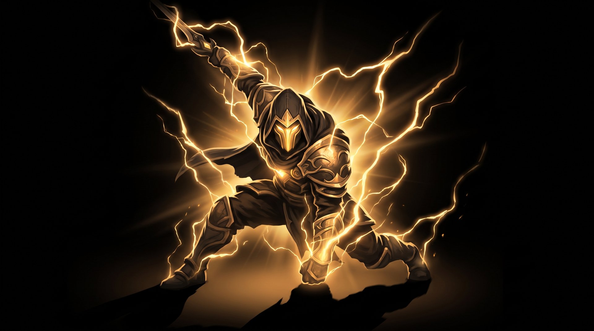 Dota 2 hero frozen in a golden stun lightning effect mid-combat