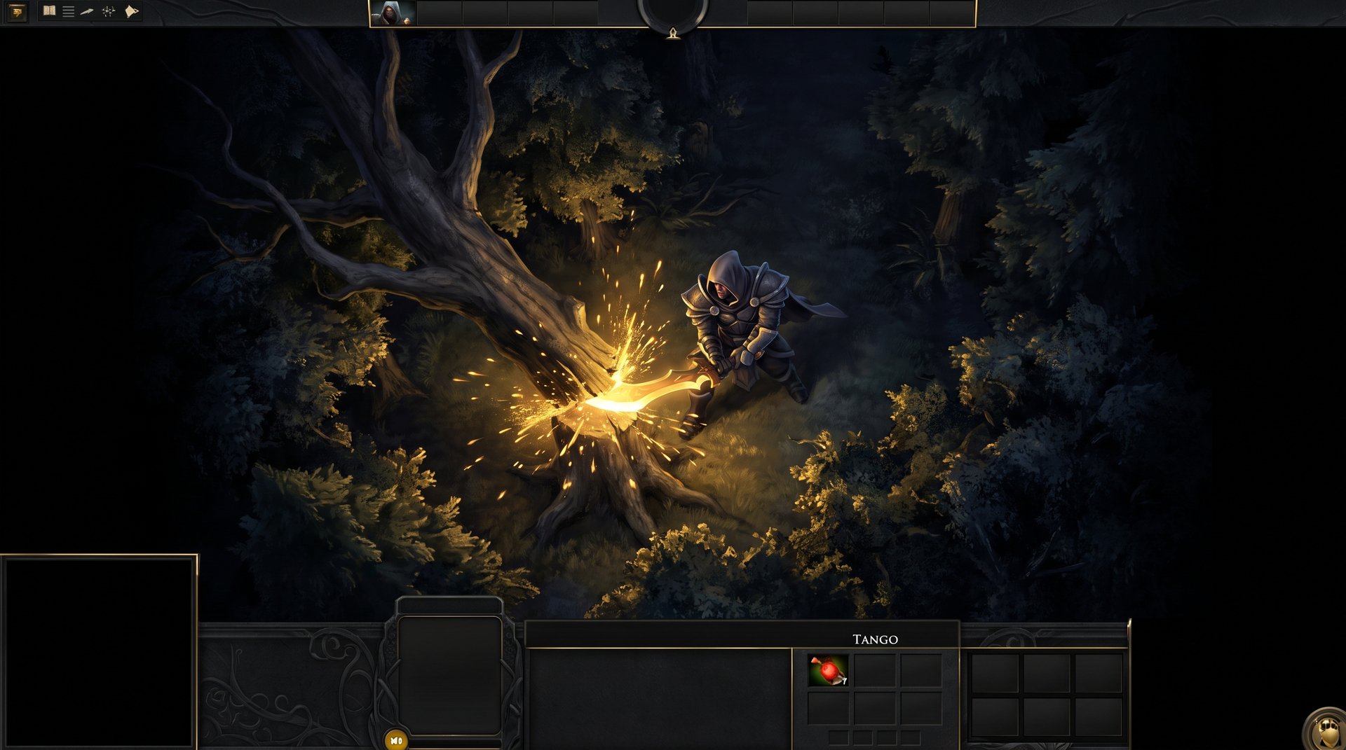 Hero cutting trees in Dota 2 using Quelling Blade and Tango item