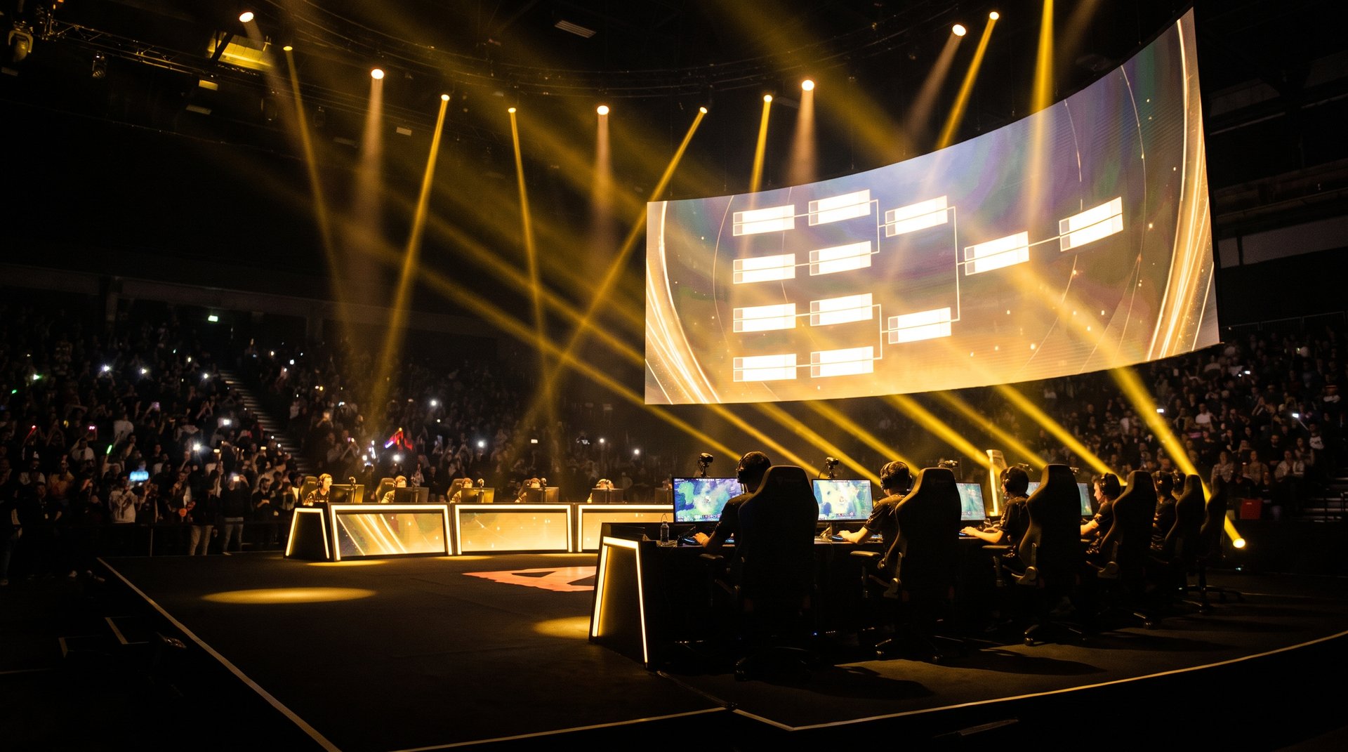 BLAST Slam VIII Malta LAN stage arena with competitive Dota 2 bracket display