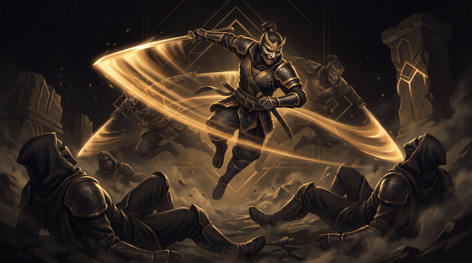 Juggernaut leaping through fallen enemies during Omnislash in Dota 2