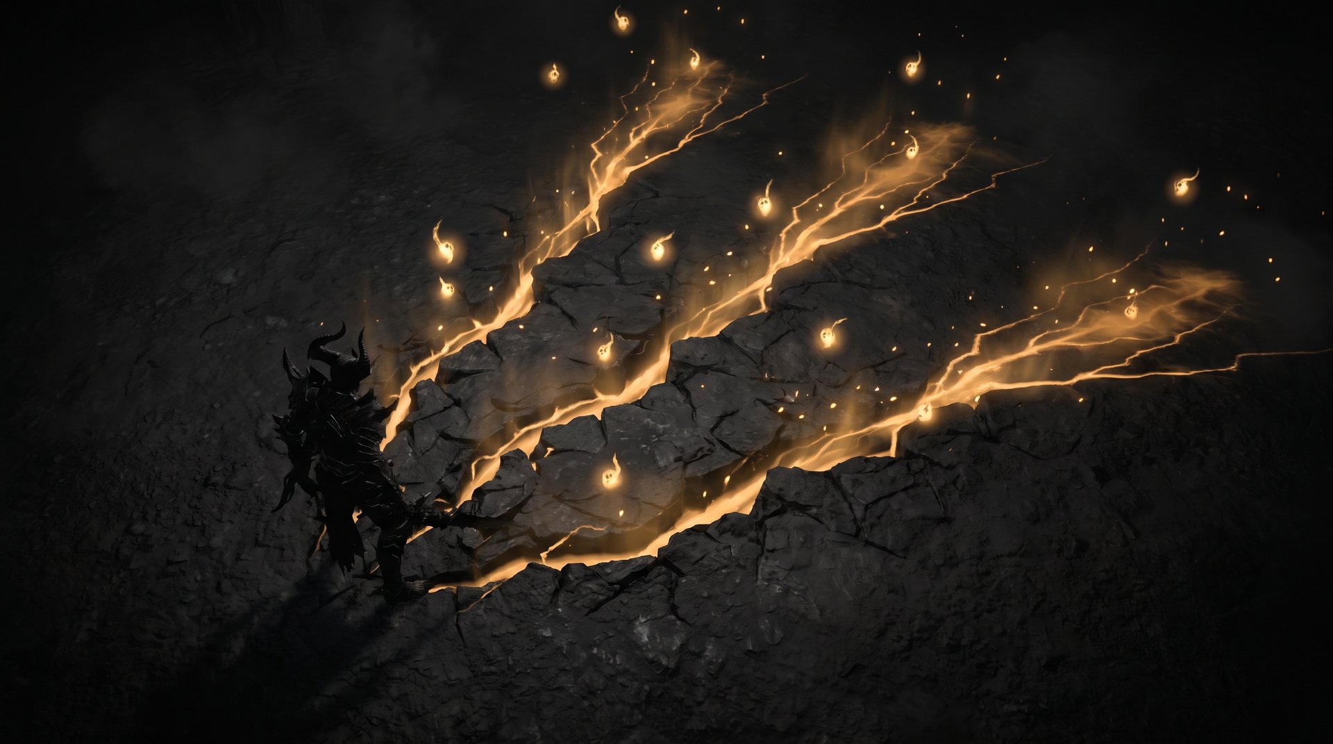 Shadowraze guide: three golden razes erupting from cracked ground at different distances