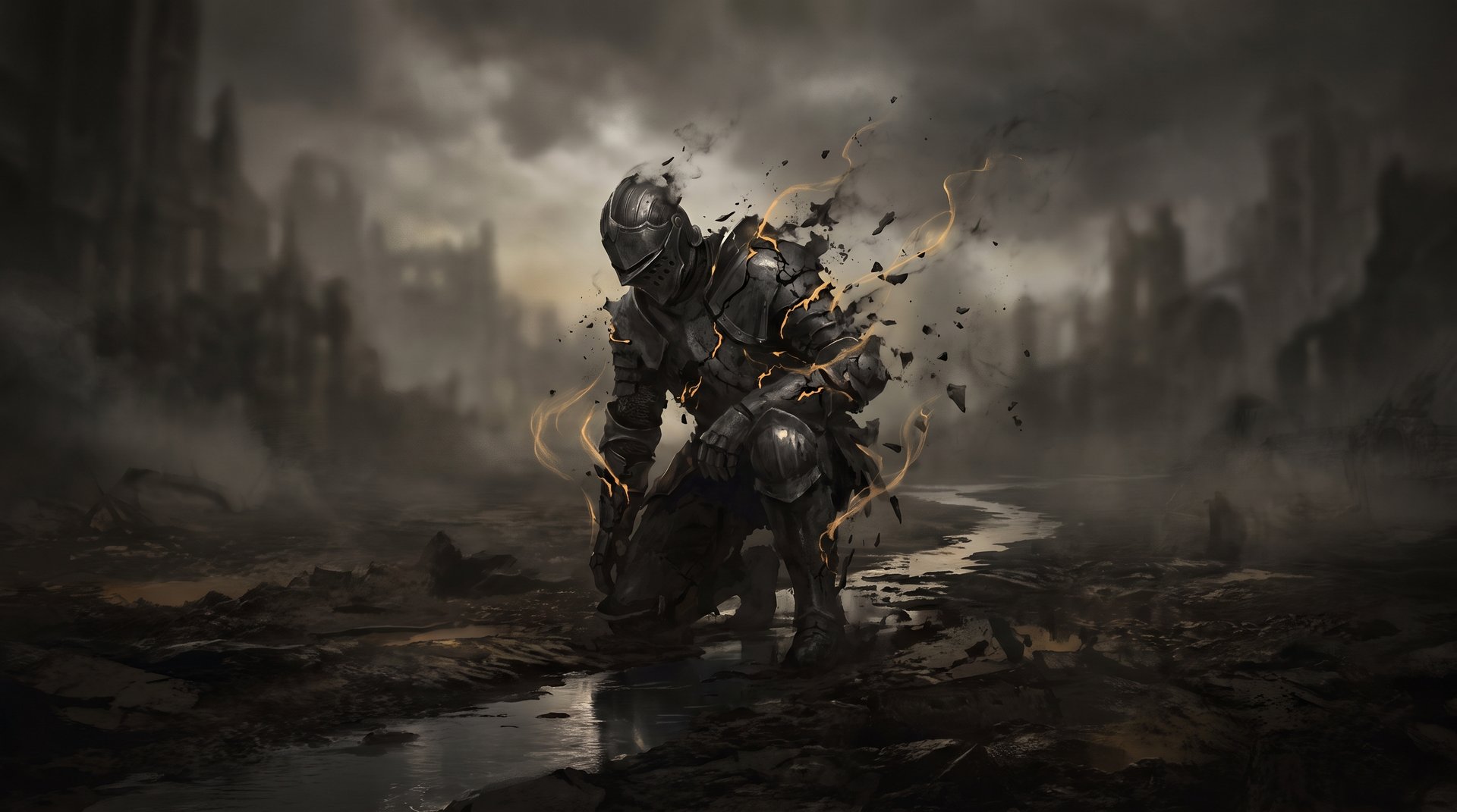 Armor corroding under Corrosive Haze with a trail of water behind the target