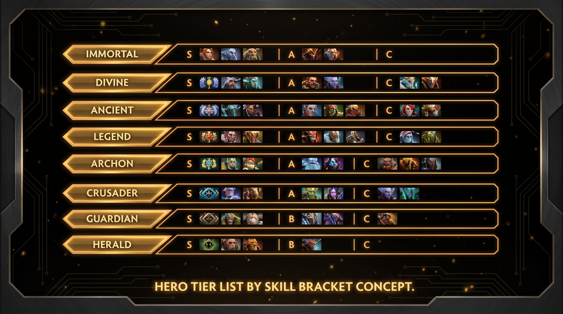 Dota 2 win rate by bracket Herald to Immortal bracket comparison