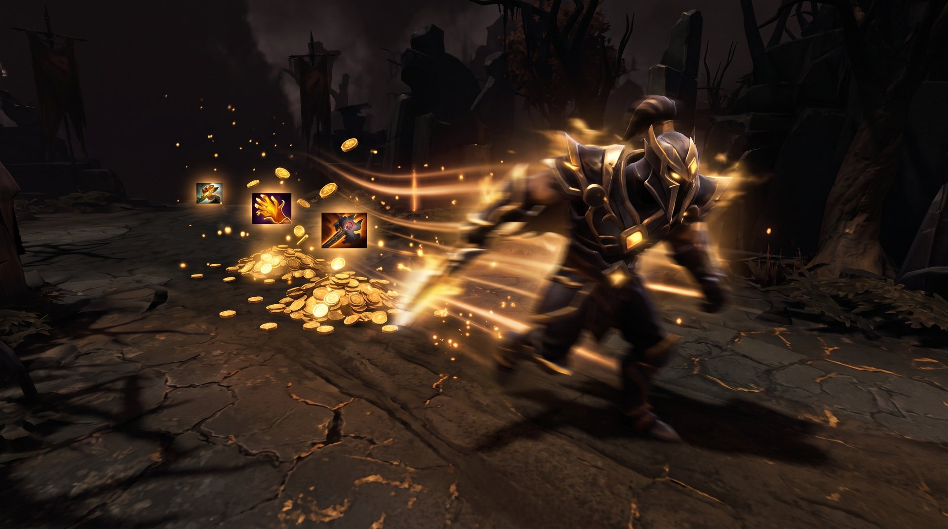 Turbo mode fast farm -- stacked items and gold in Dota 2 Turbo