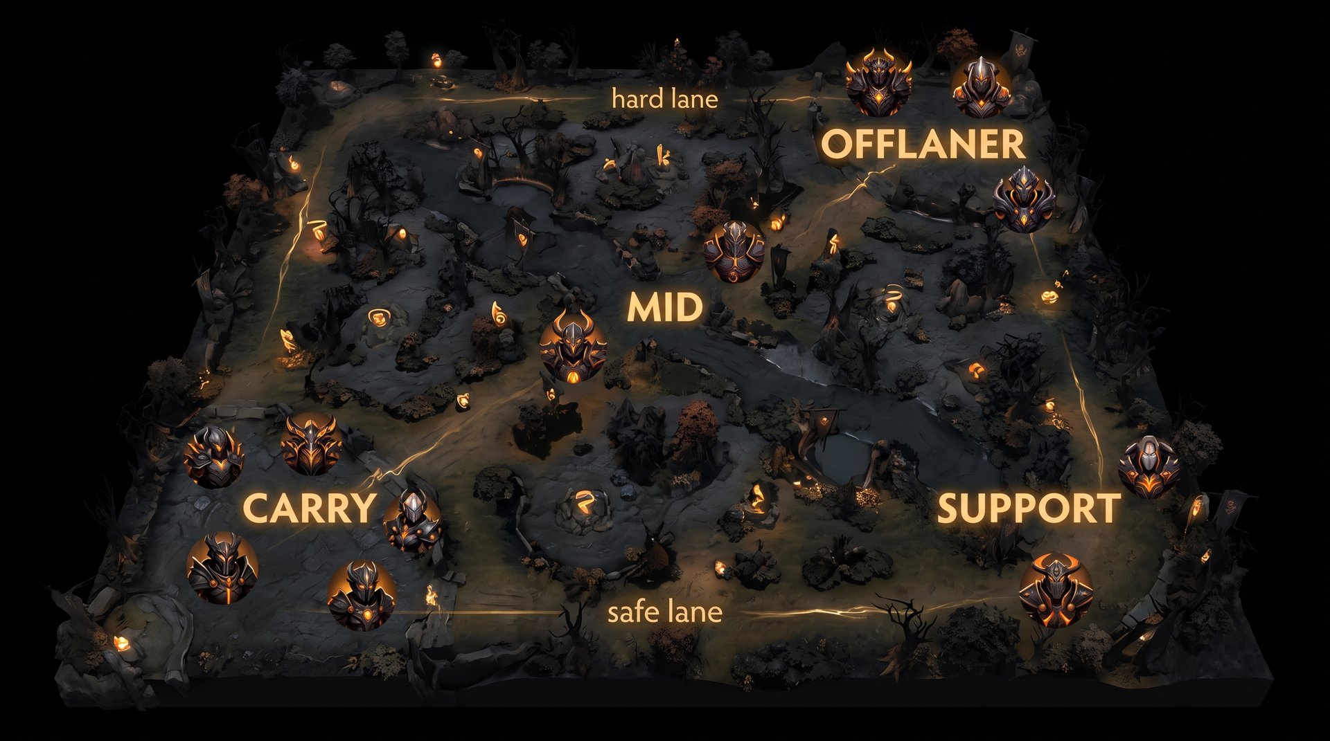 Dota 2 heroes by role -- carry mid offlaner support positions